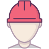 Construction, protection, worker, red, helmet Icon