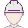 Construction, protection, worker, helmet, grey Icon