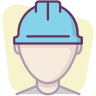 Construction, protection, worker, user, helmet Icon