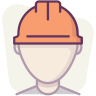 Construction, protection, user, worker, helmet, orange Icon