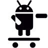 Android, di, skateboard, dengan, kiri, lengan, mengangkat Ikon