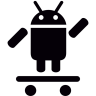 Android, on, skateboard, with, one, arm, up Icon