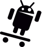 Android, dengan, tangan, naik, pada, skateboard Ikon