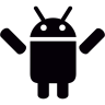 Android, с, двумя, Руки, Вверх значок