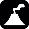 Actieve, vulkaan, in, een, rond, vierkant Pictogram