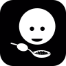 人, 吃饭, 汤, , , 勺子, , , 圆形, 广场 图标