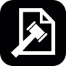 Legal, document, paper, sheet, outline, with, a, hammer, in, a, rounded, square Icon