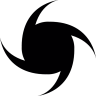 星的四点, 在旋转的, 黑色, 形状 图标