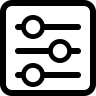 Equalizer, interface, vierkant, knop, symbool Pictogram