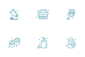 Toiletries icons in outline style.